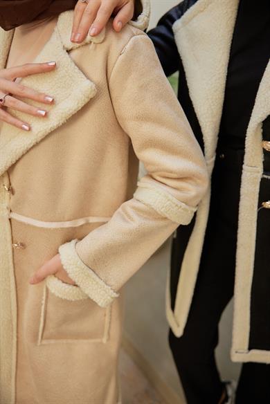 Suede Fabric Coat - Beige