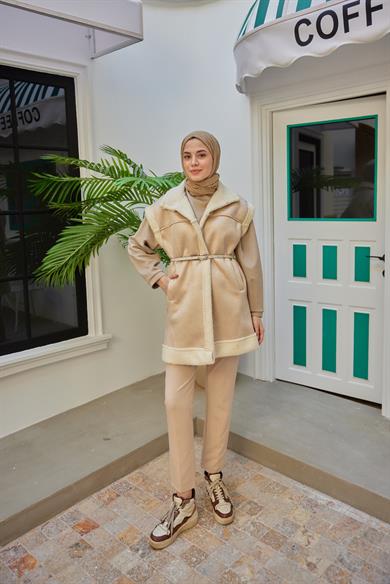 Suede Fabric Vest - Beige