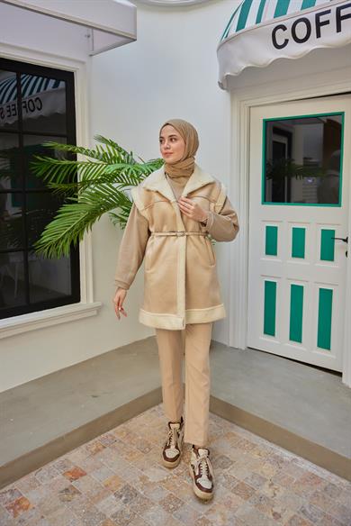 Suede Fabric Vest - Beige