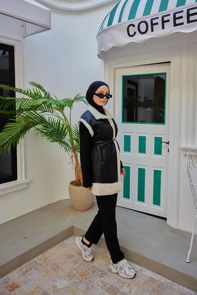 Suede Fabric Vest - Black