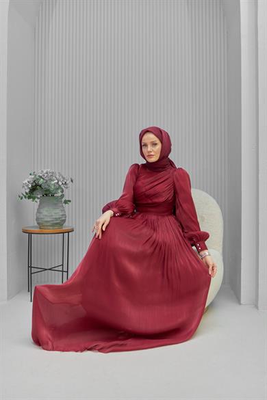 Efil Evening Dress - Claret Red