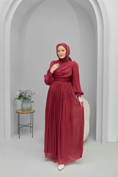 Efil Evening Dress - Claret Red