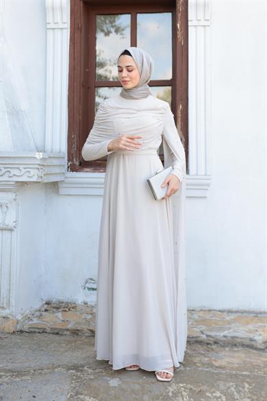 Sümbül Taş İşleme Abiye - Bej