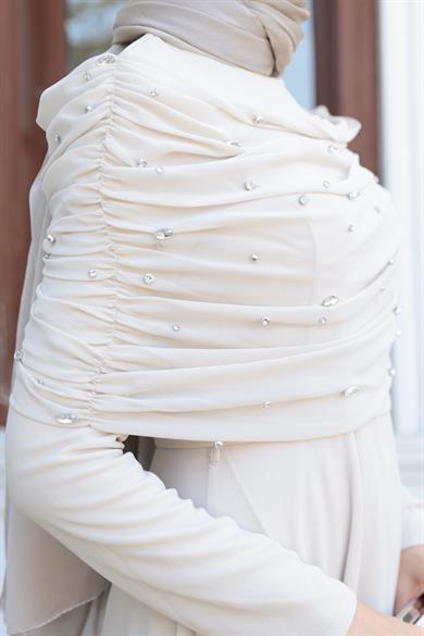 Sümbül Taş İşleme Abiye - Bej