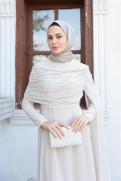 Sümbül Taş İşleme Abiye - Bej