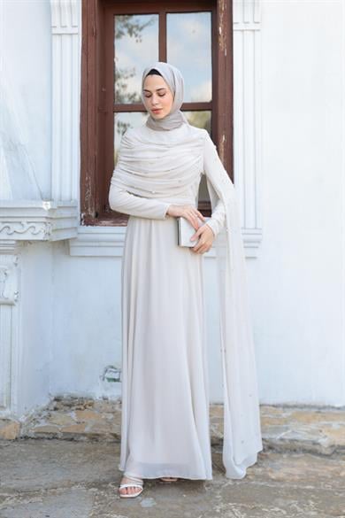 Sümbül Taş İşleme Abiye - Bej