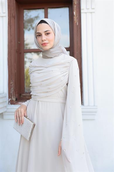 Sümbül Taş İşleme Abiye - Bej