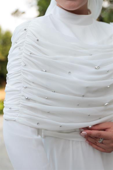 Sümbül Taş İşleme Abiye - Ekru