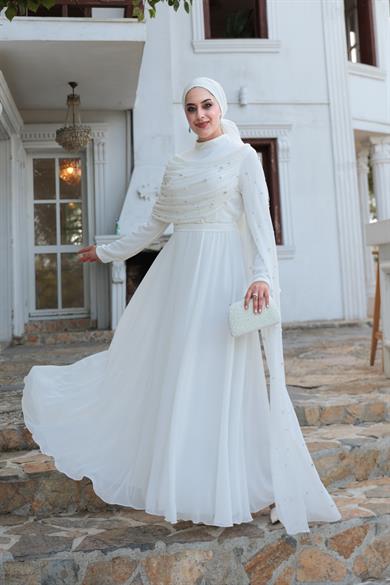 Sümbül Taş İşleme Abiye - Ekru