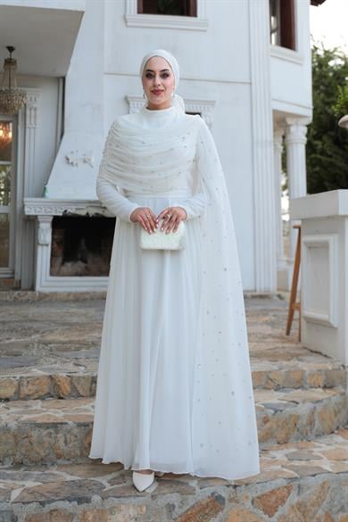 Sümbül Taş İşleme Abiye - Ekru