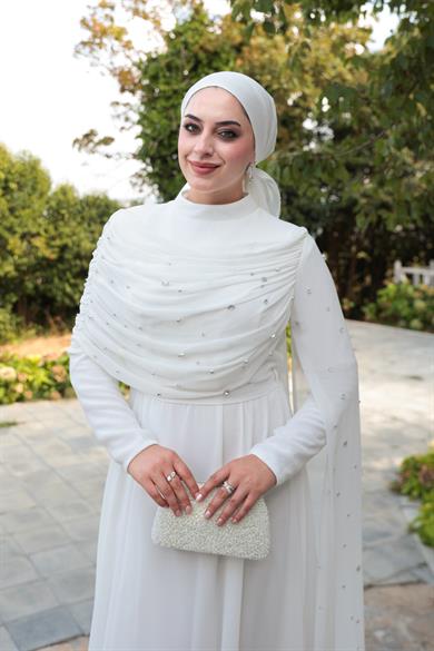 Sümbül Taş İşleme Abiye - Ekru