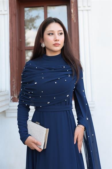 Sümbül Taş İşleme Abiye - Lacivert