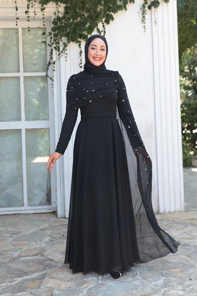 Sümbül Taş İşleme Abiye - Siyah