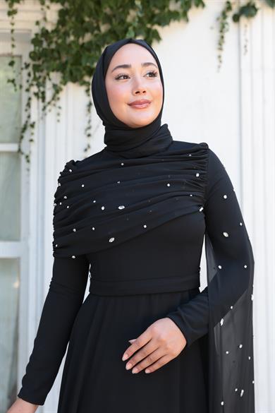 Sümbül Taş İşleme Abiye - Siyah