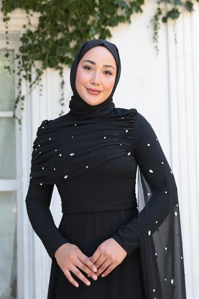 Sümbül Taş İşleme Abiye - Siyah