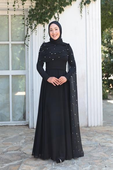 Sümbül Taş İşleme Abiye - Siyah