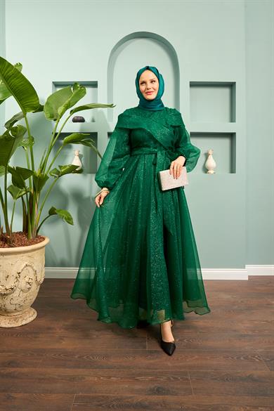 Suna Evening Dress - Emerald Green