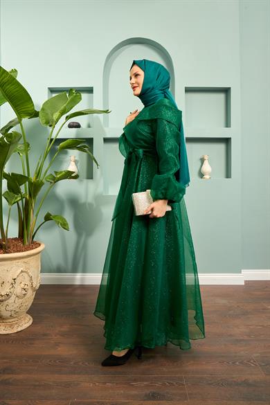 Suna Evening Dress - Emerald Green