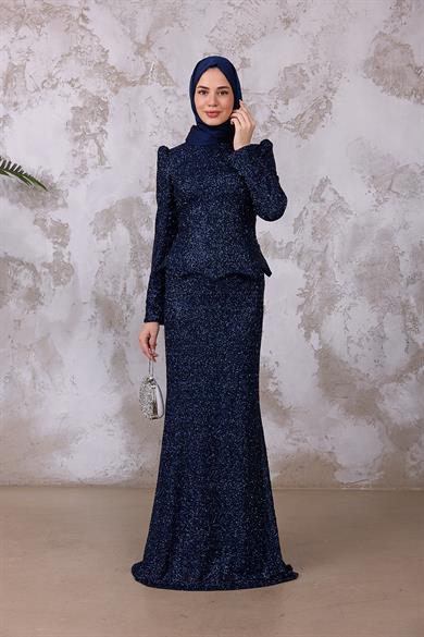 Tasarım Payet Abiye - Lacivert