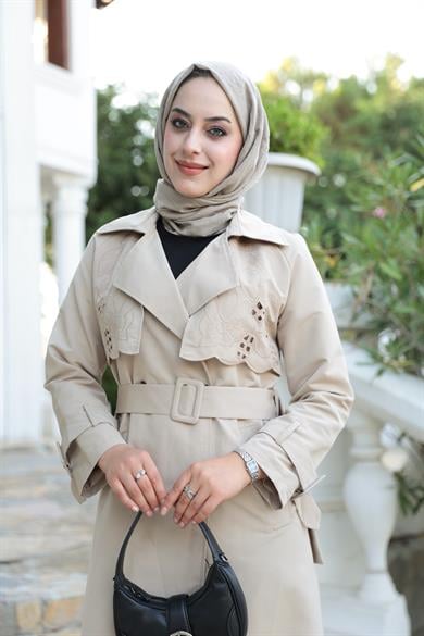 Tasarım Trençkot - Bej