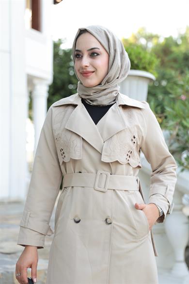 Tasarım Trençkot - Bej