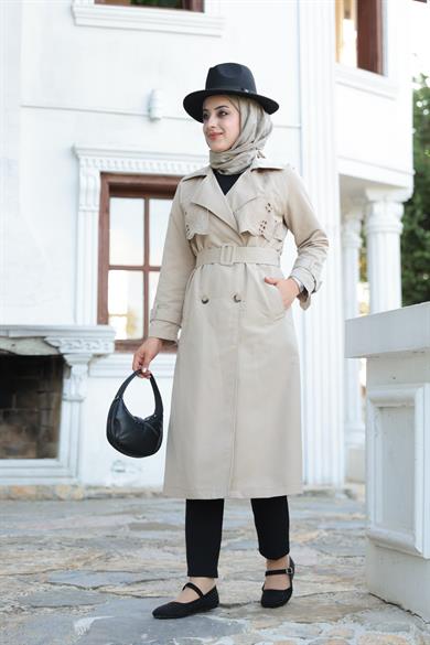 Tasarım Trençkot - Bej
