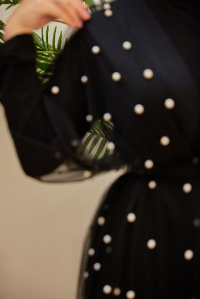 Stoned Belted Underwear Abaya - Black