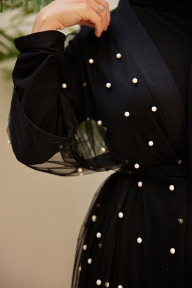 Stoned Belted Underwear Abaya - Black