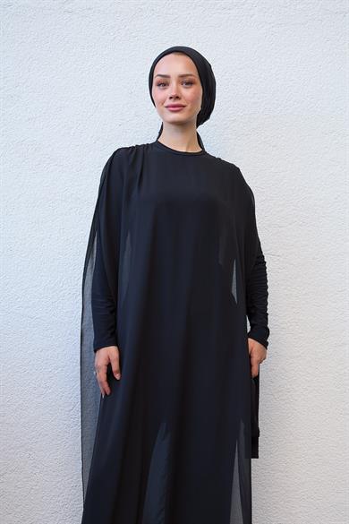 Tulle Waist Tied HK Jumpsuit - Black