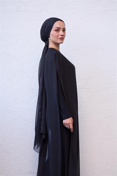 Tulle Waist Tied HK Jumpsuit - Black