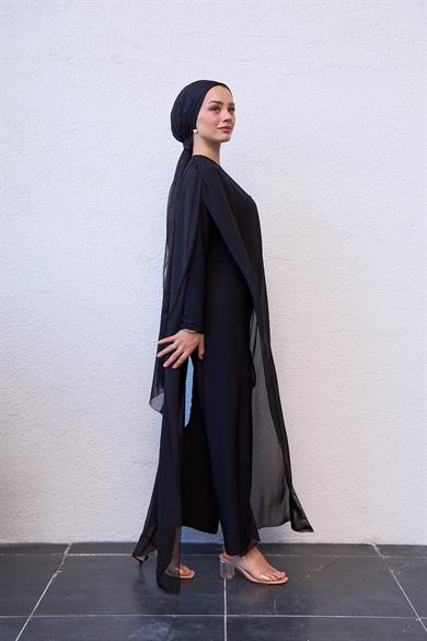 Tulle Waist Tied HK Jumpsuit - Black