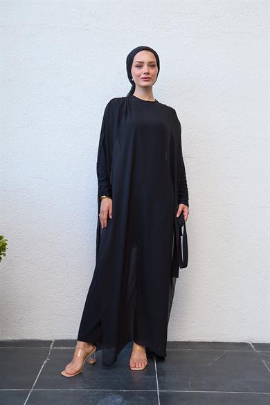 Tulle Waist Tied HK Jumpsuit - Black