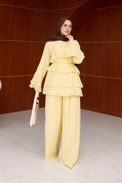 Üst Kat Detay Etekli Takım - Sarı