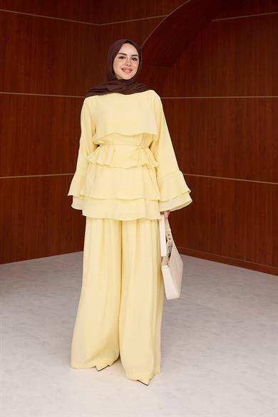Üst Kat Detay Etekli Takım - Sarı