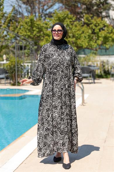 Yaprak Elbise - Siyah