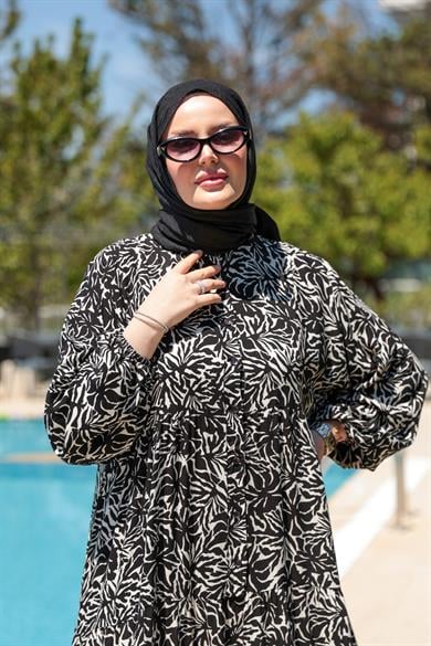 Yaprak Elbise - Siyah