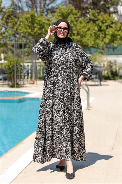 Yaprak Elbise - Siyah