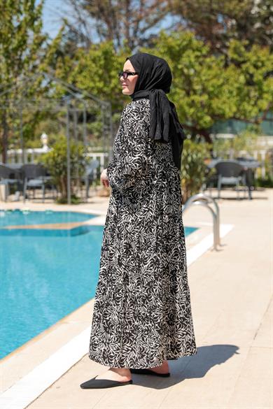 Yaprak Elbise - Siyah