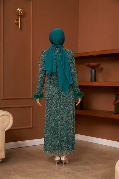 Star Evening Dress - Emerald Green