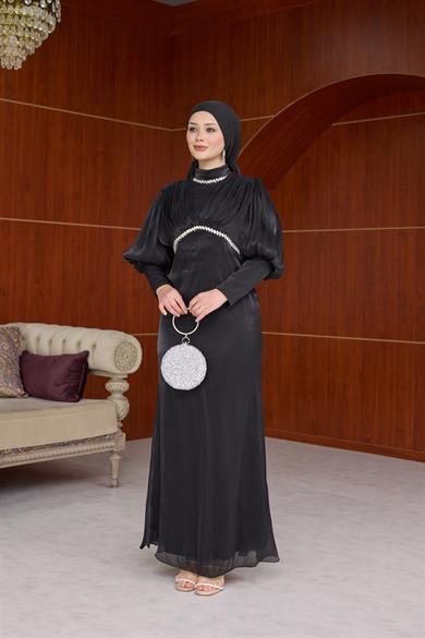 Yonca Işıltı Kumaş Abiye - Siyah