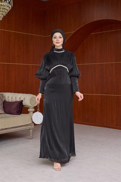 Yonca Işıltı Kumaş Abiye - Siyah