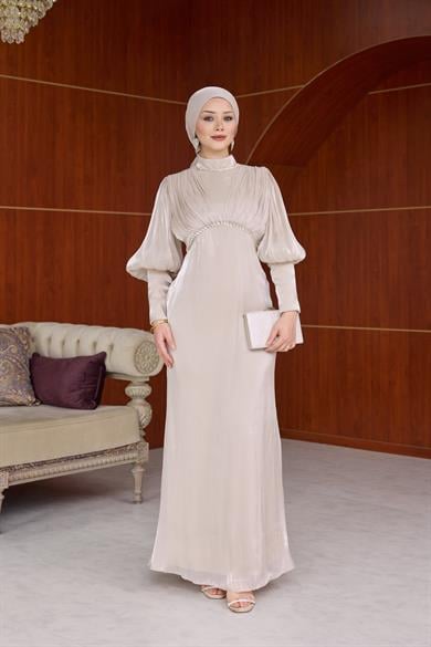 Yonca Işıltı Kumaş Abiye - Vizon