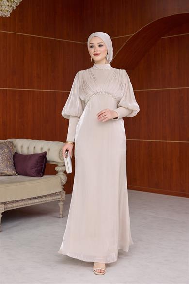 Yonca Işıltı Kumaş Abiye - Vizon