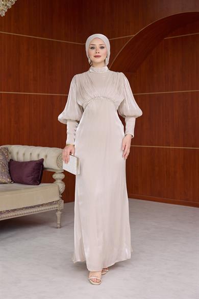 Yonca Işıltı Kumaş Abiye - Vizon