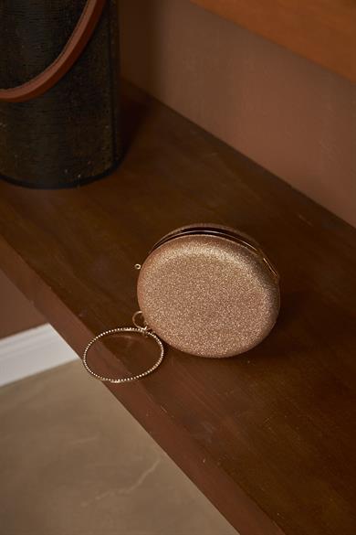 Round Glitter Detail Bag - Gold