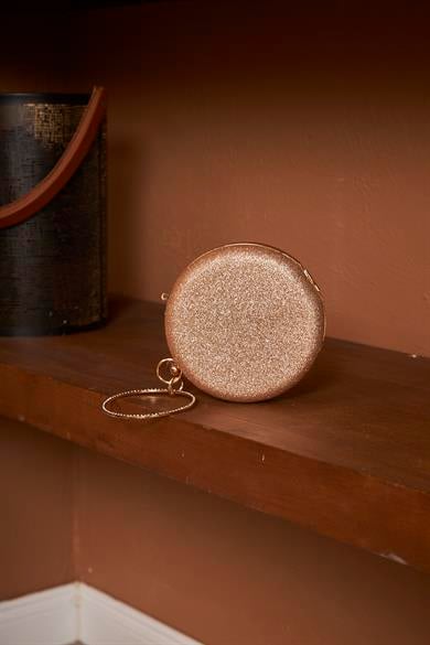 Round Glitter Detail Bag - Gold