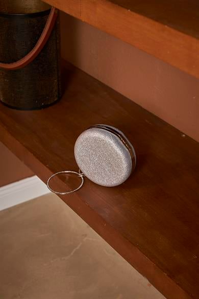 Round Glitter Detail Bag - Silver