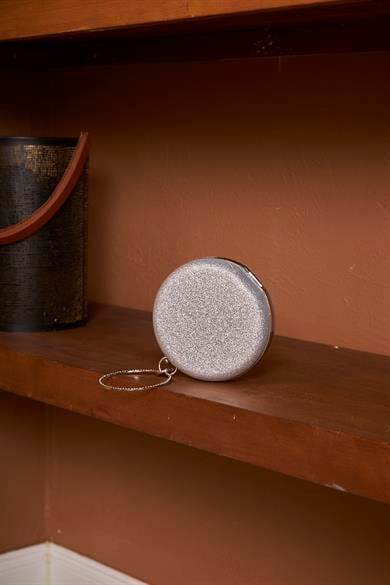Round Glitter Detail Bag - Silver