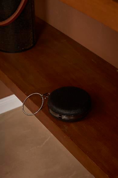 Round Glitter Detailed Bag - Black