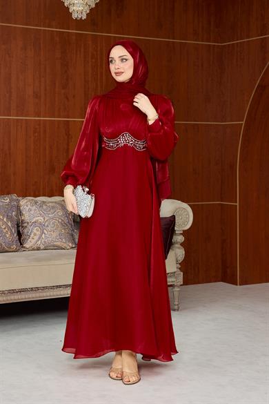 Zübeyde Bel Detay Abiye - Bordo